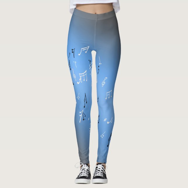 Leggings Notas musicales en el azul de la luna (Anverso)