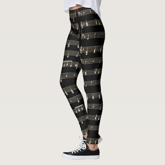 Leggings Notas musicales Negro y Beige (Izquierda)