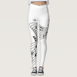 Leggings Notas musicales sobre blanco