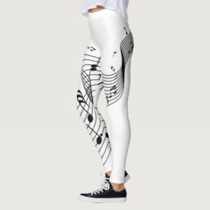 Leggings Notas musicales sobre blanco