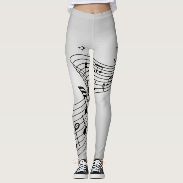 Leggings Notas musicales sobre plata (Anverso)
