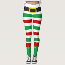 Leggings Novedad de Navidades Rojos Verdes de Elf a rayas