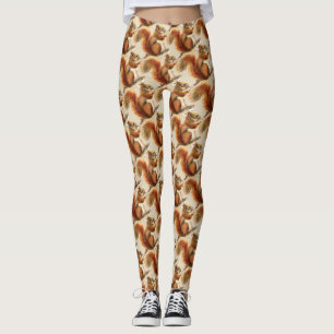 Leggings Novedad divertida acuarela ardilla arte animal