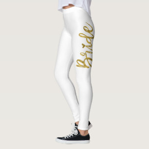 Leggings Novia Relieve metalizado blanco y dorado Tipografí