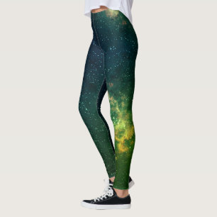 Leggings Nube de nebulosa verde azul, espacio de galaxia V