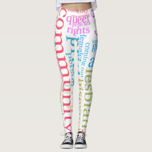 Leggings nube de palabras de la comunidad arcoíris LGBTQ+ d