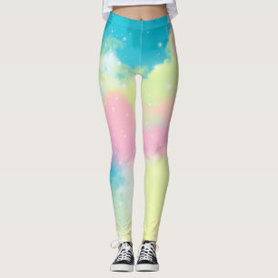 Leggings Nubes arcoiris estrellas brillantes purpurinas