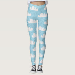 Leggings Nubes blancas azules modernas