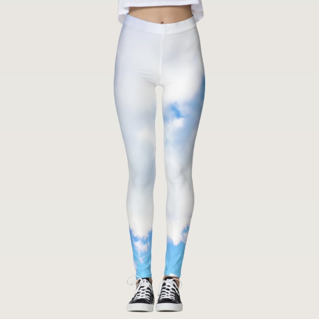 Leggings Nubes blancas esponjosas y cielo azul (Anverso)