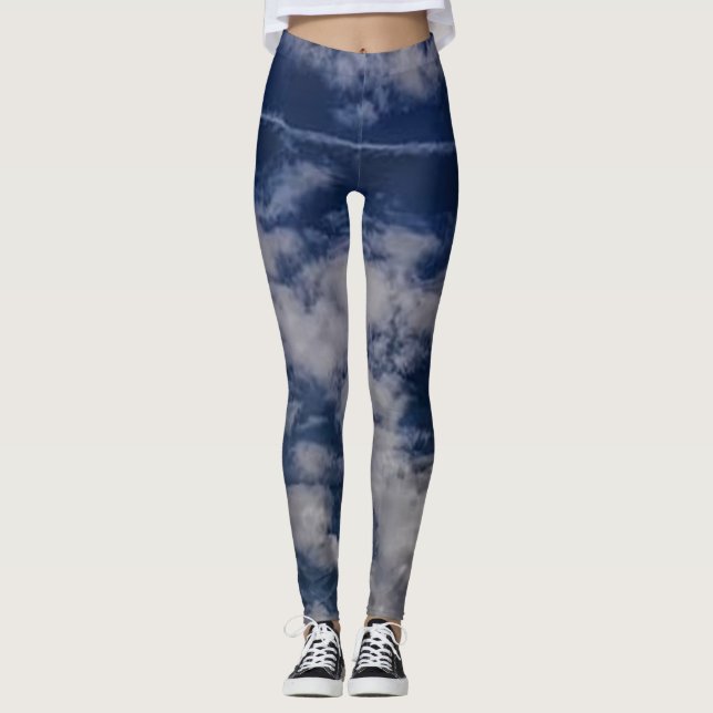 Leggings Nubes blancas onduladas del cielo azul (Anverso)