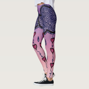 Leggings Nubes, corazones y gotas de lluvia