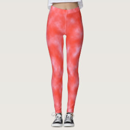 Leggings Nubes de arte abstractas de color blanco de coral 