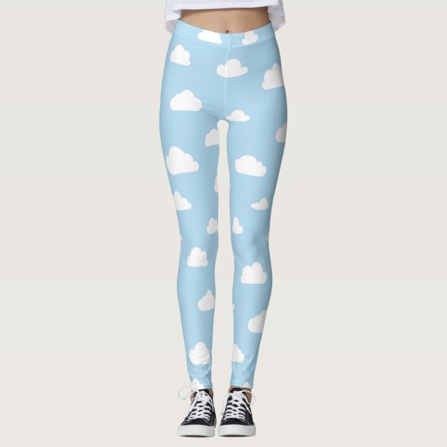 Leggings Nubes de Personalizado blanco sobre el patrón de f (Anverso)