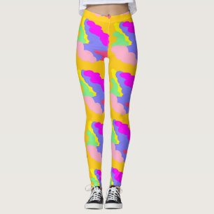 Leggings Nubes de puff amarillas rosas azules forman pequeñ