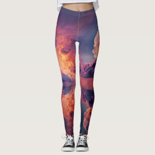 Leggings Nubes dramáticas surrealistas con puesta de sol ar