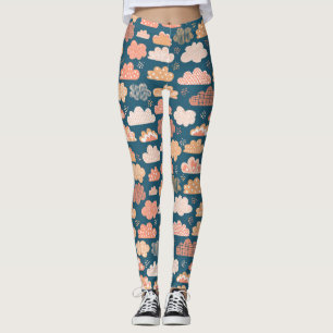 Leggings Nubes escandinavas: Patrones infantiles dorados.
