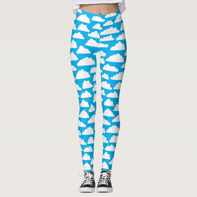 Leggings Nubes esponjosas - blancas en azul cielo #00b0ef (Anverso)