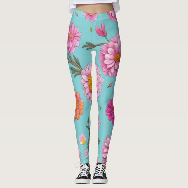 Leggings Núcleo de la cabaña Flores blancas florales (Anverso)