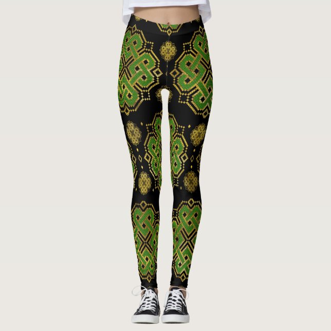 Leggings Nudo sin fin celta - Champeco de cuatro hojas (Anverso)