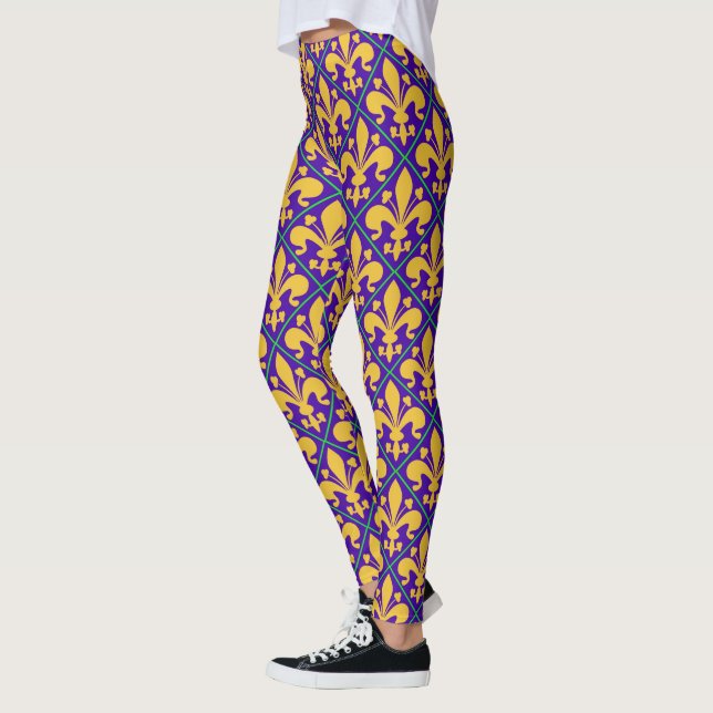Leggings Nueva Orleans Mardi Gras Fiesta Fleur de Lis (Izquierda)