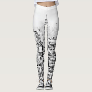 Leggings Nueva York, Nueva York (panorama negro y blanco)