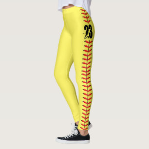 Leggings Número de Personalizado Softball