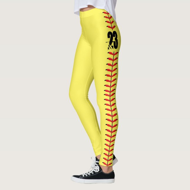 Leggings Número de Personalizado Softball (Izquierda)