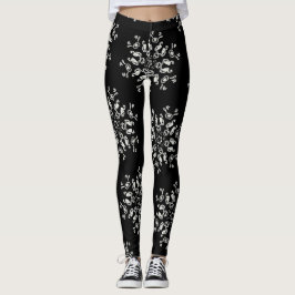 Leggings *~* nunca demasiados copos de nieve negro y blanco