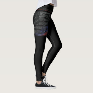 Leggings Nunca rendirse ante la bandera norteamericana negr