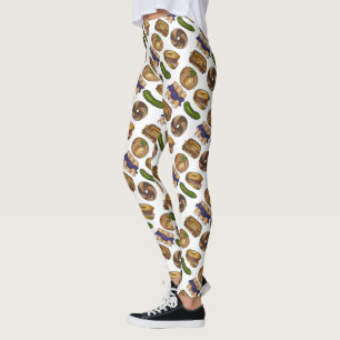 Leggings NYC Judía Deli Food Pickle Blintz Bagel Knish Lox