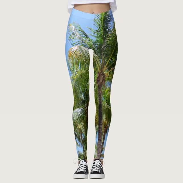Leggings Oasis de palmeras soleadas #1 #tropical #wall #art (Anverso)
