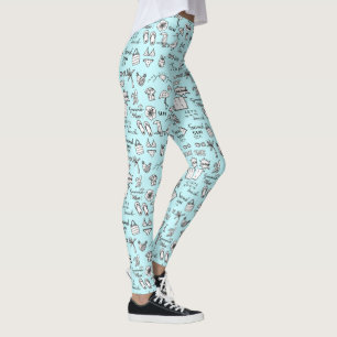 Leggings Objetos de verano Patrón de dibujo azul claro