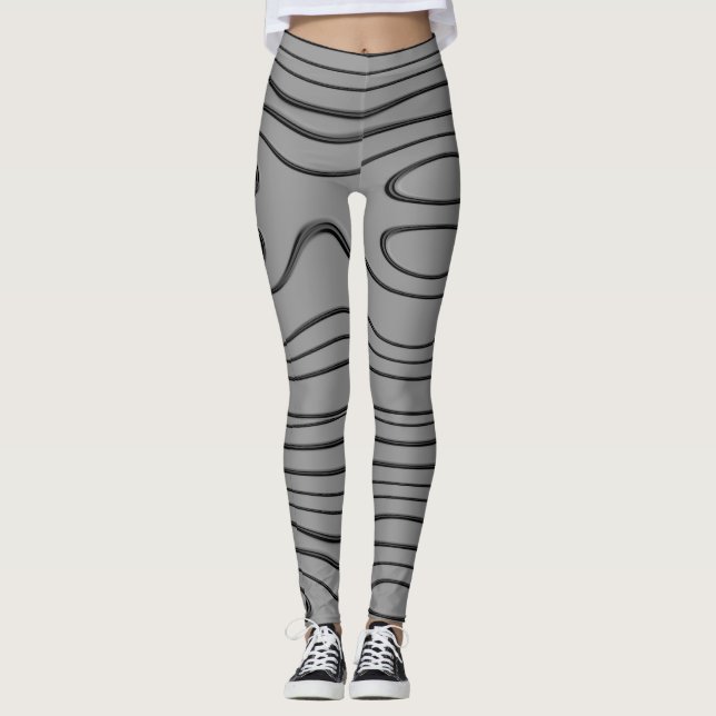 Leggings Obra abstracta MODERNA en profundo gris-negro- Ley (Anverso)