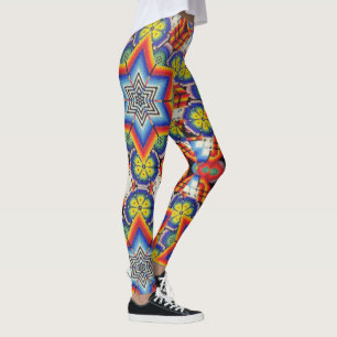 Leggings Obra mexicana de arte folclórico sobre el Huichol