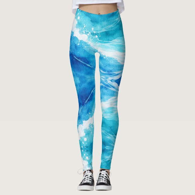 Leggings Océano azul abstracto (Anverso)