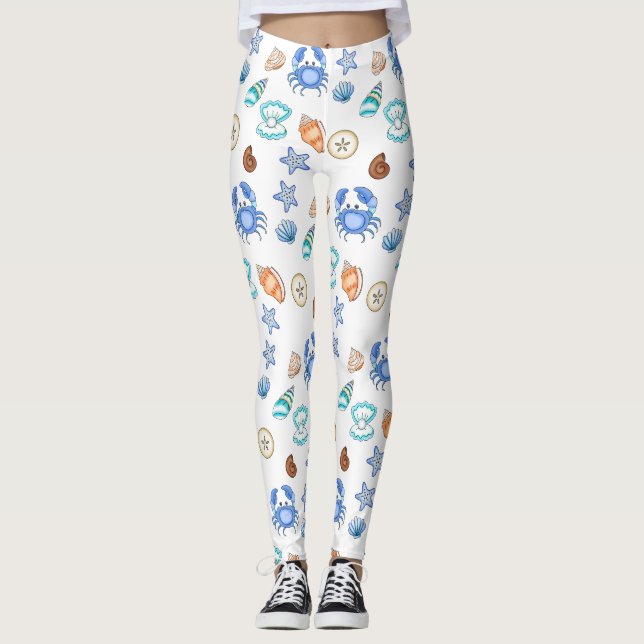Leggings Océano costero con temática playera (Anverso)