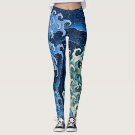 Leggings Océano vintage de ola femenina de Hokusai