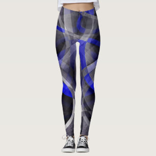 Leggings Ochenta Groovy Azul Real y Gris Línea Arqueada Pa