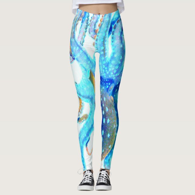 Leggings Octopus azul colorido (Anverso)