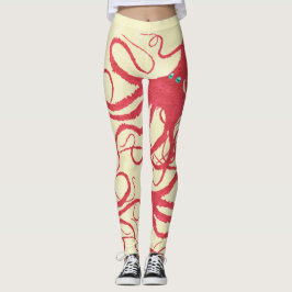 Leggings Octopus coral en crema - Piernas