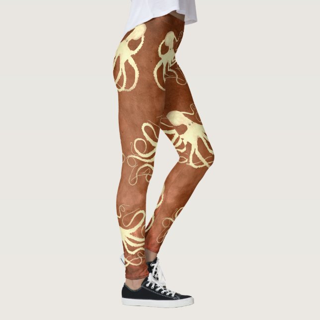 Leggings Octopus crema sobre el chocolate - Piernas