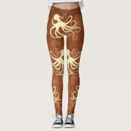 Leggings Octopus crema sobre el chocolate - Piernas