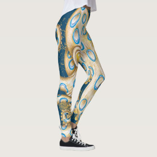 Leggings Octopus de anillo azul Indigo mapa vintage nautico