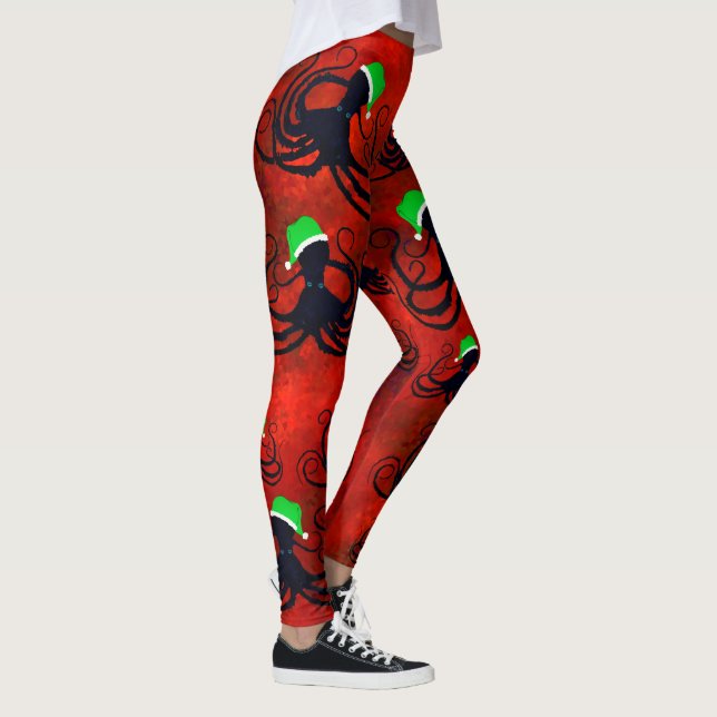Leggings Octopus navidades En Rojo - Piernas (Derecha)