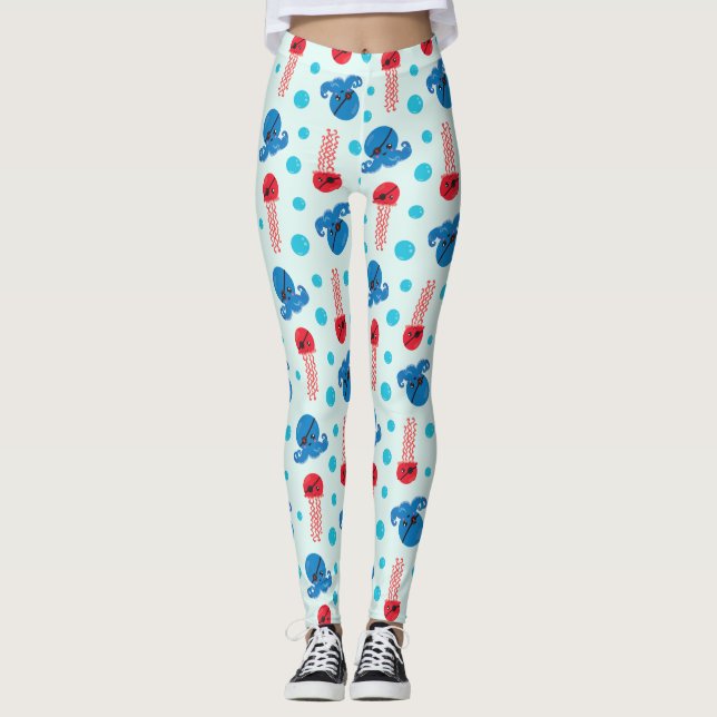 Leggings Octopus pirata, medusas piratas, animales marinos (Anverso)