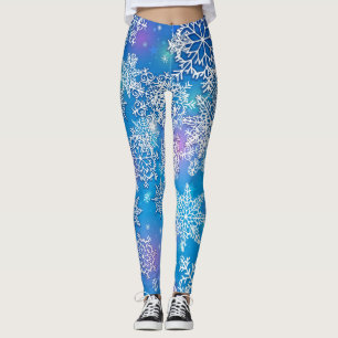 Leggings Odeos de copos de nieve en fondo divertido