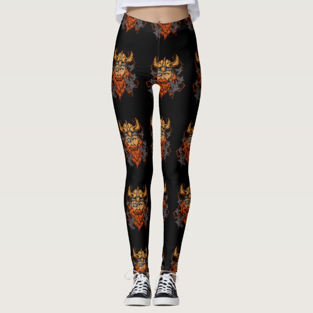 Leggings Odin Norse Mythology Viking God & Ravens (Anverso)