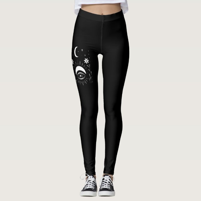 Leggings Ojo Boho Negro y Blanco en Negrita (Anverso)