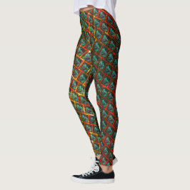 Leggings "Ojos con marco" azules, cuadrados, rasguños o ral