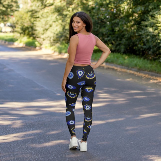 Leggings Ojos malvados de oro azul moderno (Subido por el creador)